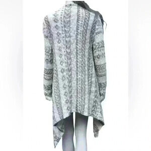 American Rag asymmetrical cardigan sweater white taupe knit pattern size XL warm